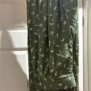 Green Floral Polka Dot wide leg pull on pants